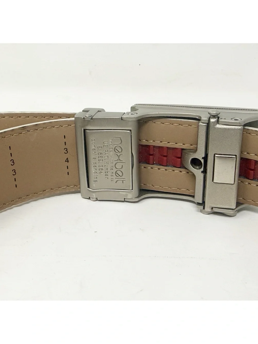 NEXTBELT Men's White THE BELT WITH NO HOLES Universal Sz Belt Silver Tone Buckle